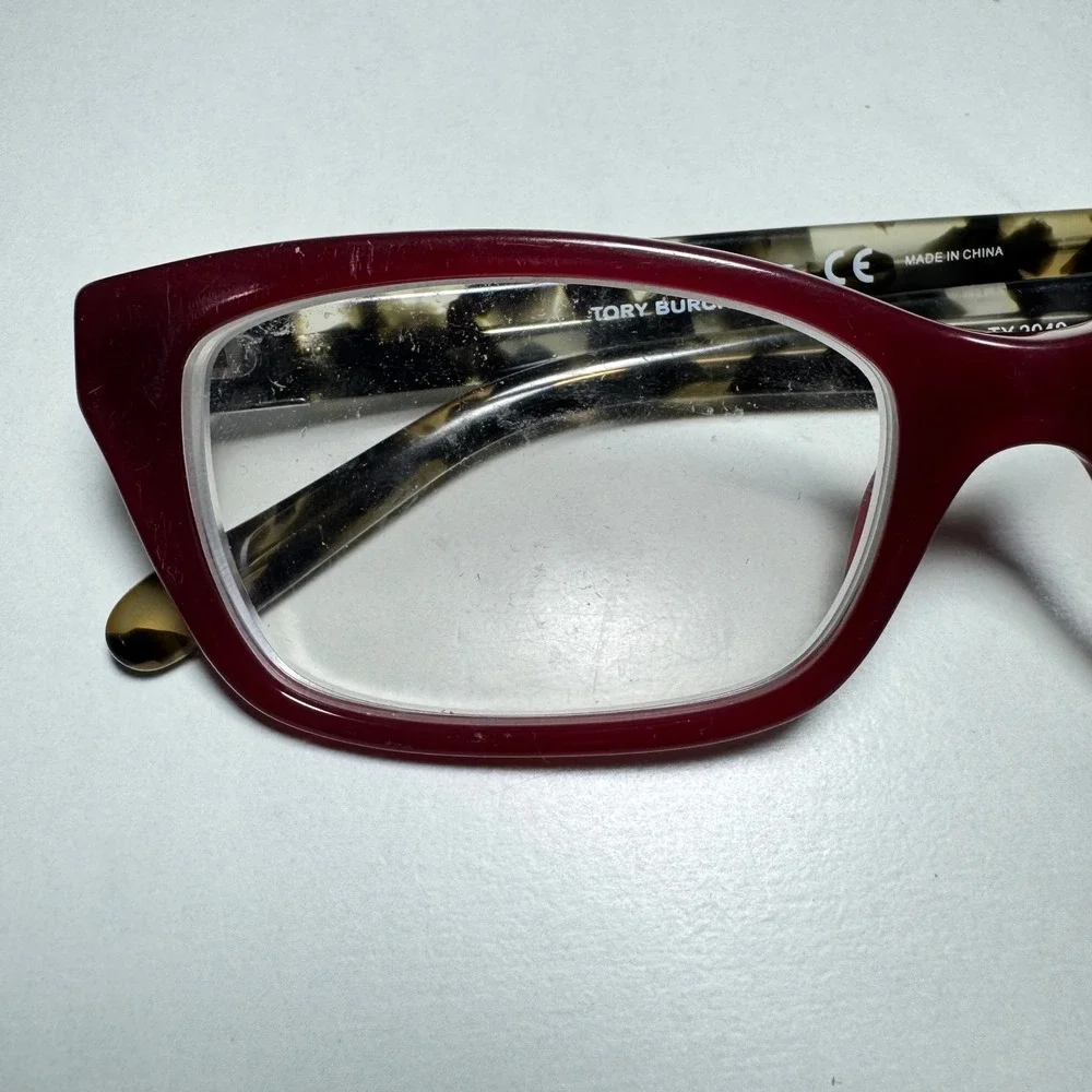 Tory Burch TY 2049 1361 Burgundy Tortoise Rectangular Eyeglass Frames 51-17-135